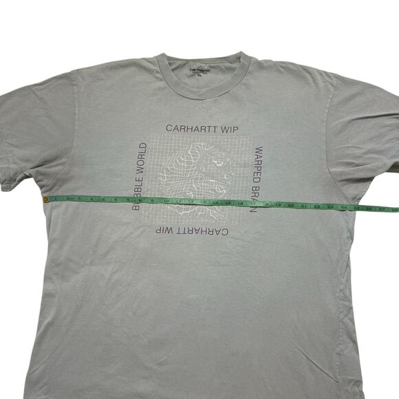 CARHARTT Work In Progress Blue Warped Brain Bubble World Grid T-shirt Sz XL Mens - Picture 6 of 11